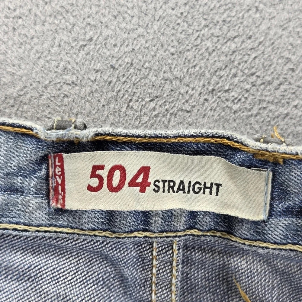 Vintage‎ Levis 504 Jeans Mens Blue Straight Engineered Altered Hem Fits 34x32